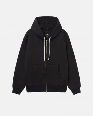 Long Sleeve Sweatshirt Stüssy Vertical Matelassé Zip Hoodie Noir | PE60-L7-VX