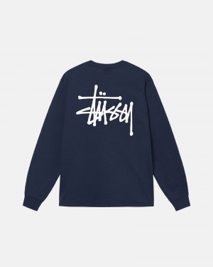 Long Sleeve T-Shirt Stüssy Basic Stussy LS Tee Bleu Marine | JF25-G6-CC