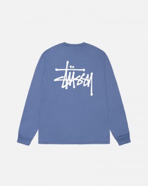 Long Sleeve T-Shirt Stüssy Basic Stussy LS Tee Storm | RB22-P3-OH