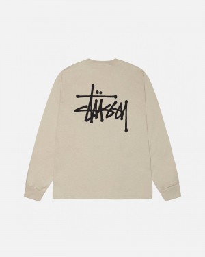 Long Sleeve T-Shirt Stüssy Basic Stussy LS Tee Kaki | AB46-G2-TE