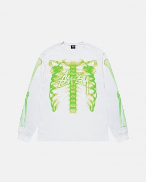 Long Sleeve T-Shirt Stüssy Rib Cage 3M Ls Tee Blanche | EL26-V6-VS