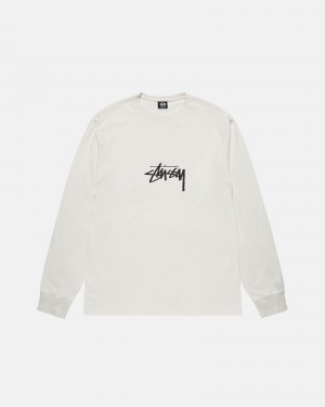 Long Sleeve T-Shirt Stüssy Small Stock LS Tee Pigment Dyed Natural | EN33-B6-KZ