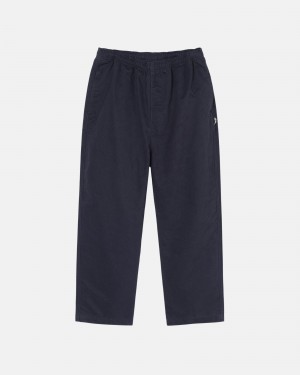 Pantalon Stüssy Beach Pant Brushed Coton Bleu Marine | WH42-O8-OJ