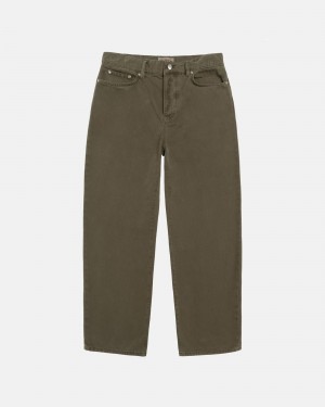 Pantalon Stüssy Big Ol' Jean Washed Tela Vert Olive | KC06-O3-ET