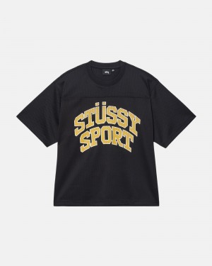 Short Sleeve Knit Stüssy Sport Mesh Football Jersey Noir | GK75-Q3-ID