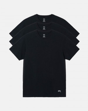 Short Sleeve Knit Stüssy Stussy Undershirt Noir | NP88-Z7-PV