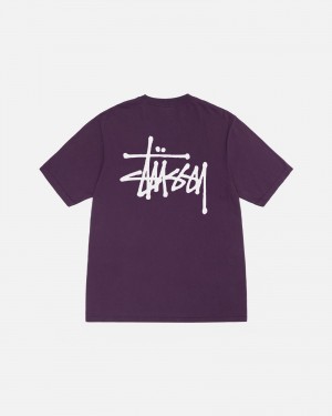 Short Sleeve T-Shirt Stüssy Basic Stussy Tee Pigment Dyed Violette | WI30-V9-BW