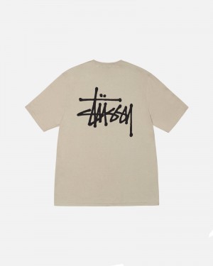 Short Sleeve T-Shirt Stüssy Basic Stussy Tee Kaki | SG33-O1-RM