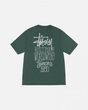 Short Sleeve T-Shirt Stüssy Built Tough Tee Pigment Dyed Forest | TX41-C2-ZC