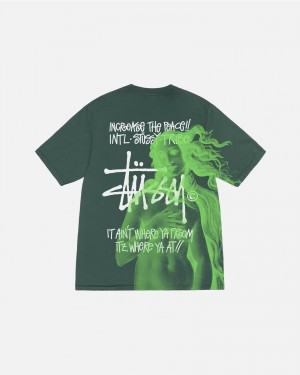 Short Sleeve T-Shirt Stüssy Ist Venus Pigment Dyed Tee Forest | ZI09-F3-XI