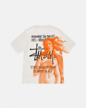 Short Sleeve T-Shirt Stüssy Ist Venus Pigment Dyed Tee Natural | DP68-T7-BA