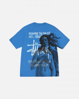 Short Sleeve T-Shirt Stüssy Ist Venus Pigment Dyed Tee Bleu | NZ13-U9-GL