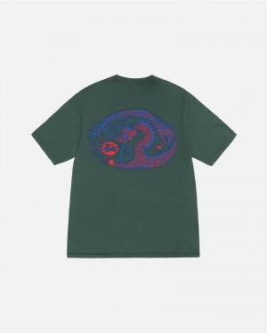 Short Sleeve T-Shirt Stüssy Mosaic Dragon Tee Pigment Dyed Forest | DX40-J6-IT