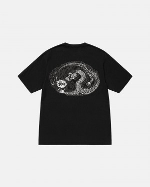 Short Sleeve T-Shirt Stüssy Mosaic Dragon Tee Pigment Dyed Noir | BX75-L5-NG