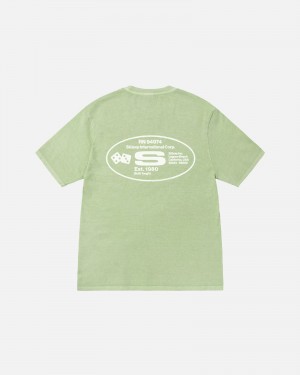 Short Sleeve T-Shirt Stüssy Oval Corp. Tee Pigment Dyed Sage | TF14-A3-AE