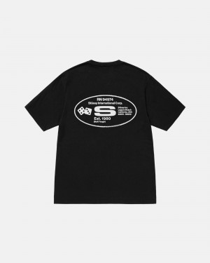 Short Sleeve T-Shirt Stüssy Oval Corp. Tee Pigment Dyed Noir | KE83-C4-LJ