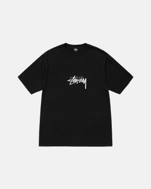 Short Sleeve T-Shirt Stüssy Small Stock Tee Pigment Dyed Noir | RB62-L2-HZ