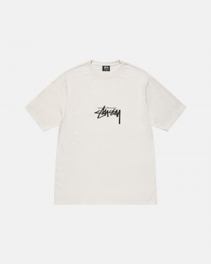 Short Sleeve T-Shirt Stüssy Small Stock Tee Pigment Dyed Natural | IH19-I8-RK