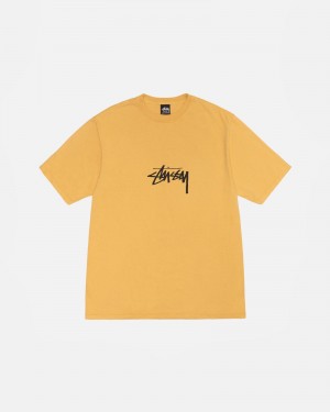 Short Sleeve T-Shirt Stüssy Small Stock Tee Pigment Dyed Honey | CU32-F1-ZC