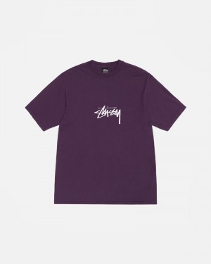 Short Sleeve T-Shirt Stüssy Small Stock Tee Pigment Dyed Violette | UI11-Y6-EC