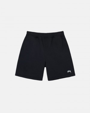 Short Stüssy Stock Logo Sweatshort Noir | XZ04-L9-NO