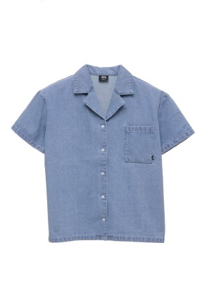 Shorts & Pants Stüssy Denim Os Shirt Bleu | ST21-V4-RS