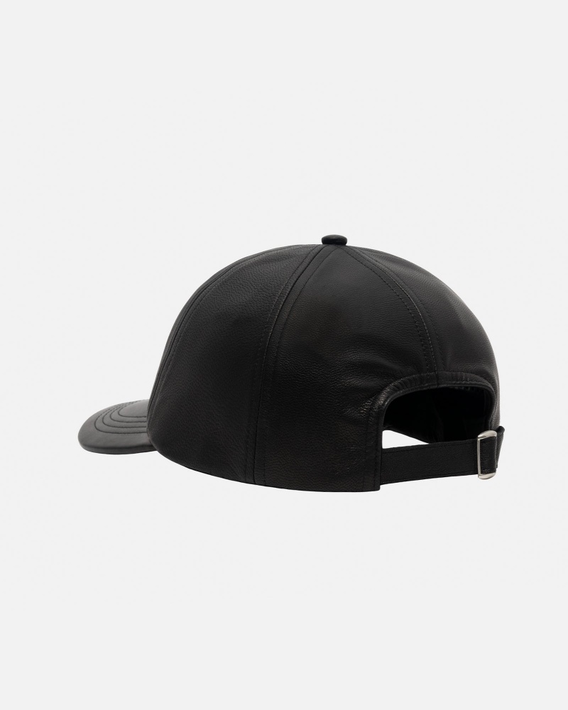 Ball Cap Stüssy Low Pro Basic Cuir Strapback Noir | RZ62-Y4-NG