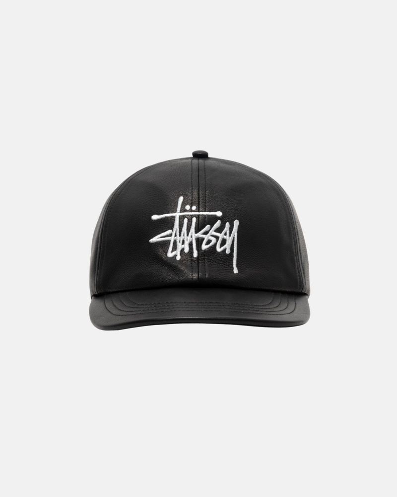 Ball Cap Stüssy Low Pro Basic Cuir Strapback Noir | RZ62-Y4-NG