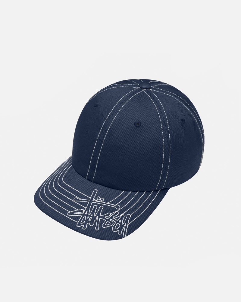 Ball Cap Stüssy Low Pro Basic Stitch Strapback Bleu Marine | QF54-O5-QB