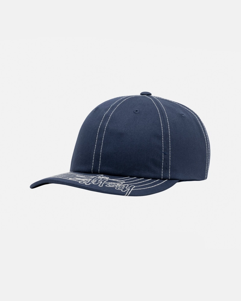 Ball Cap Stüssy Low Pro Basic Stitch Strapback Bleu Marine | QF54-O5-QB