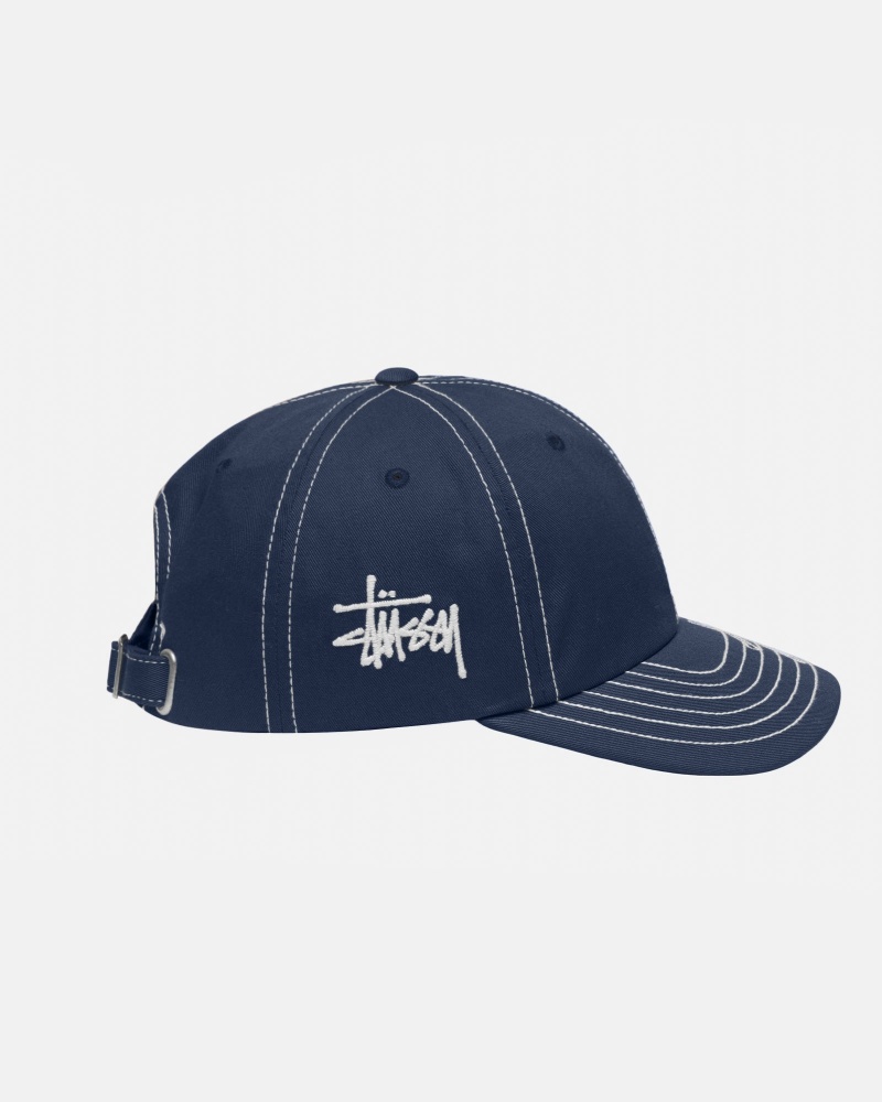 Ball Cap Stüssy Low Pro Basic Stitch Strapback Bleu Marine | QF54-O5-QB