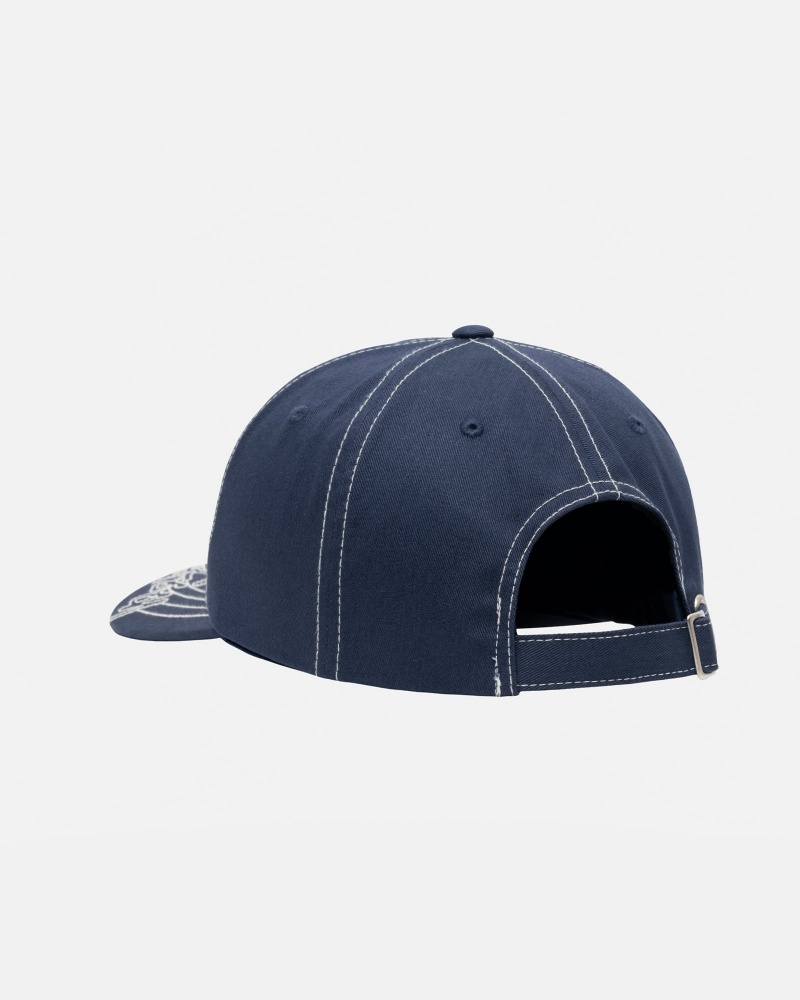 Ball Cap Stüssy Low Pro Basic Stitch Strapback Bleu Marine | QF54-O5-QB