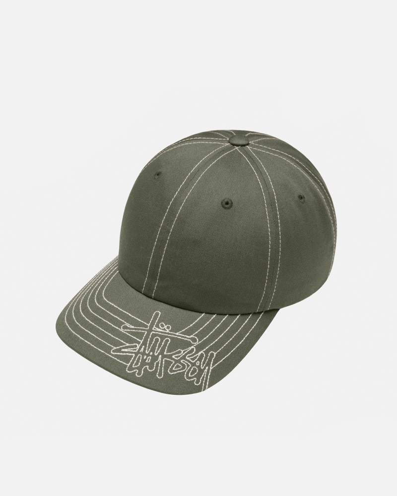 Ball Cap Stüssy Low Pro Basic Stitch Strapback Vert Olive | GJ73-Q3-CO