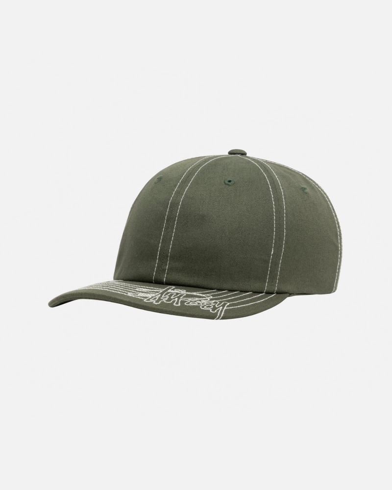 Ball Cap Stüssy Low Pro Basic Stitch Strapback Vert Olive | GJ73-Q3-CO