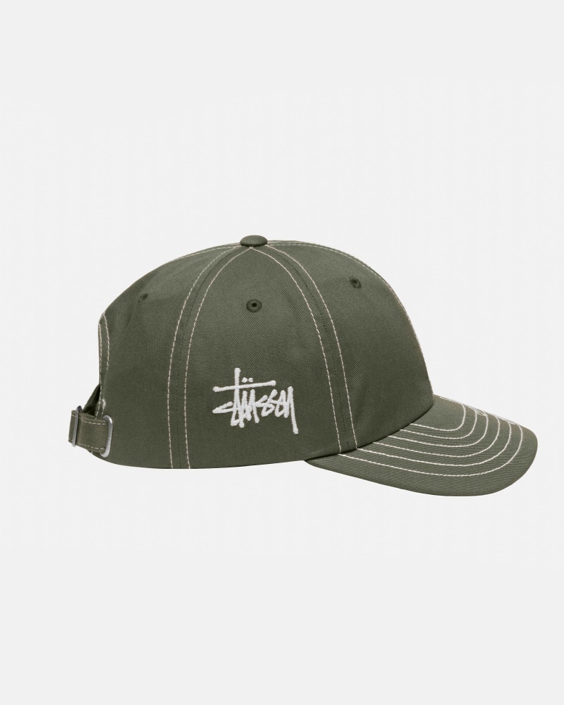 Ball Cap Stüssy Low Pro Basic Stitch Strapback Vert Olive | GJ73-Q3-CO