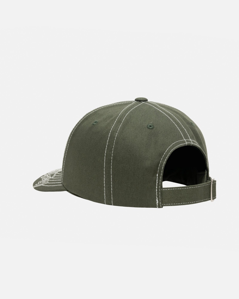 Ball Cap Stüssy Low Pro Basic Stitch Strapback Vert Olive | GJ73-Q3-CO