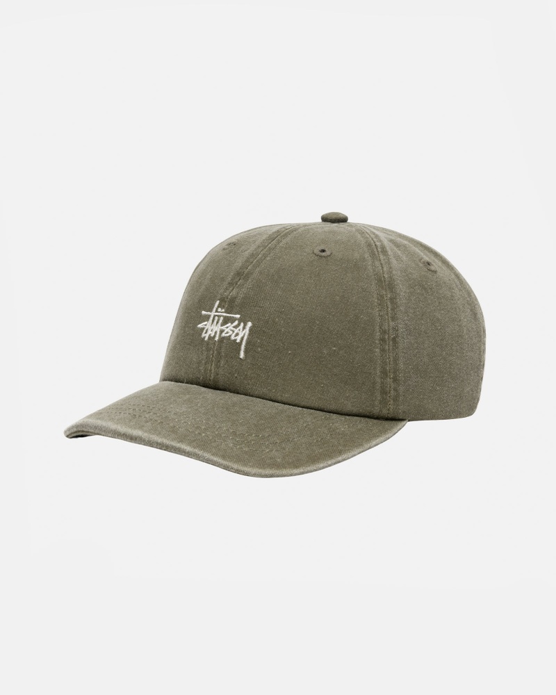 Ball Cap Stüssy Low Pro Basic Washed Strapback Vert Olive | AU02-F0-PI