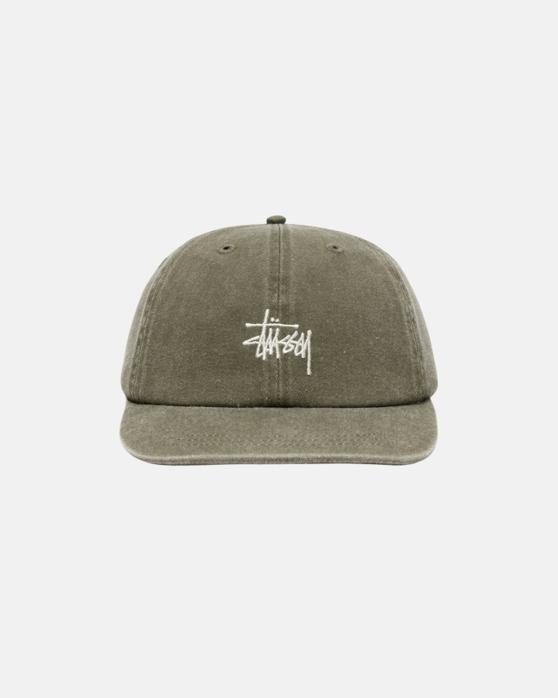 Ball Cap Stüssy Low Pro Basic Washed Strapback Vert Olive | AU02-F0-PI