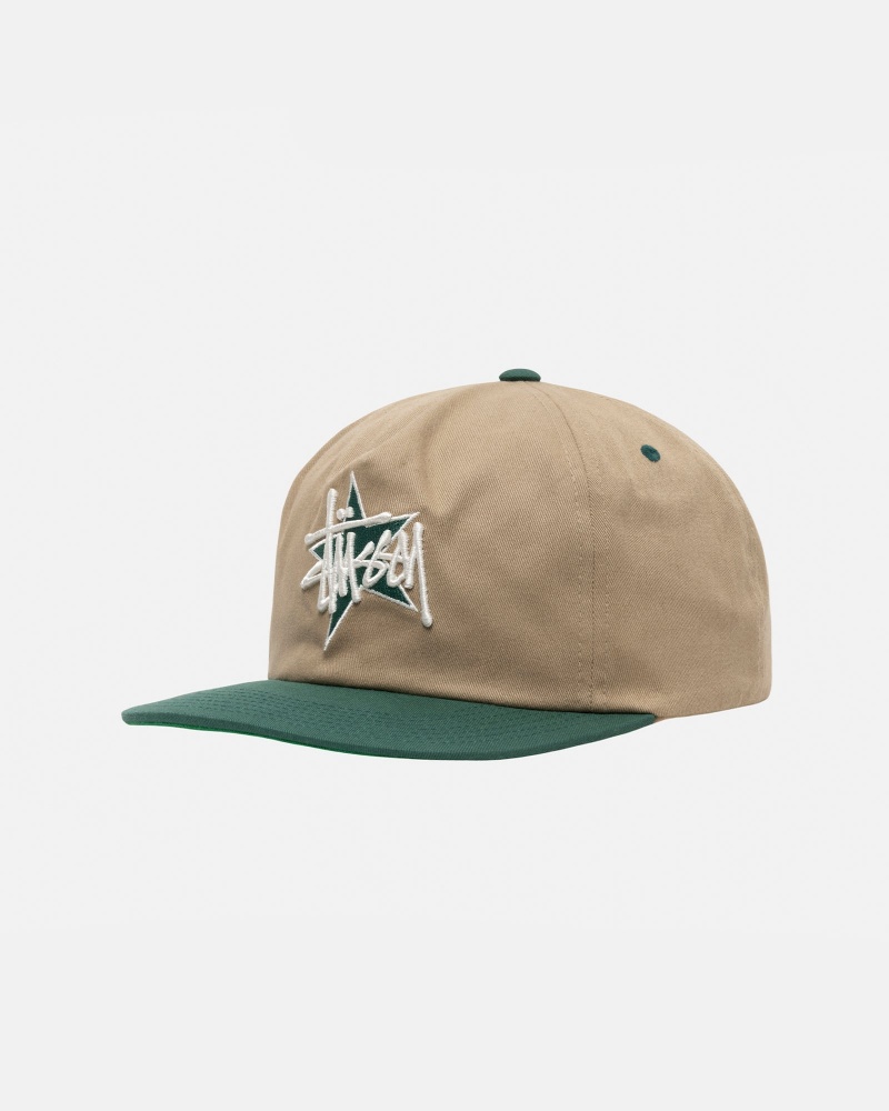 Ball Cap Stüssy Mid-Depth Basic Star Strapback Kaki | DP76-G9-NW