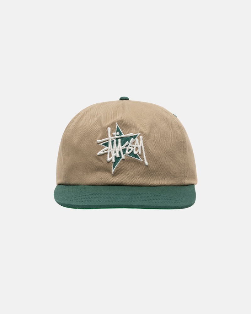 Ball Cap Stüssy Mid-Depth Basic Star Strapback Kaki | DP76-G9-NW