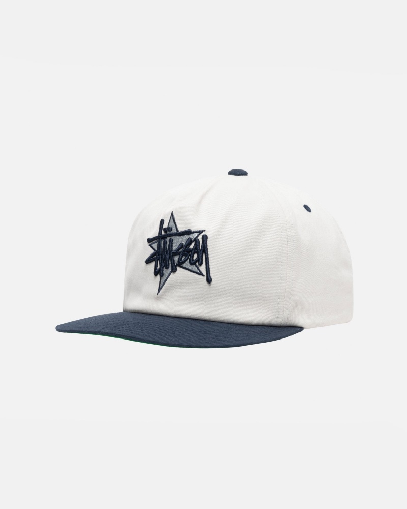 Ball Cap Stüssy Mid-Depth Basic Star Strapback Blanche | HO82-G6-CB