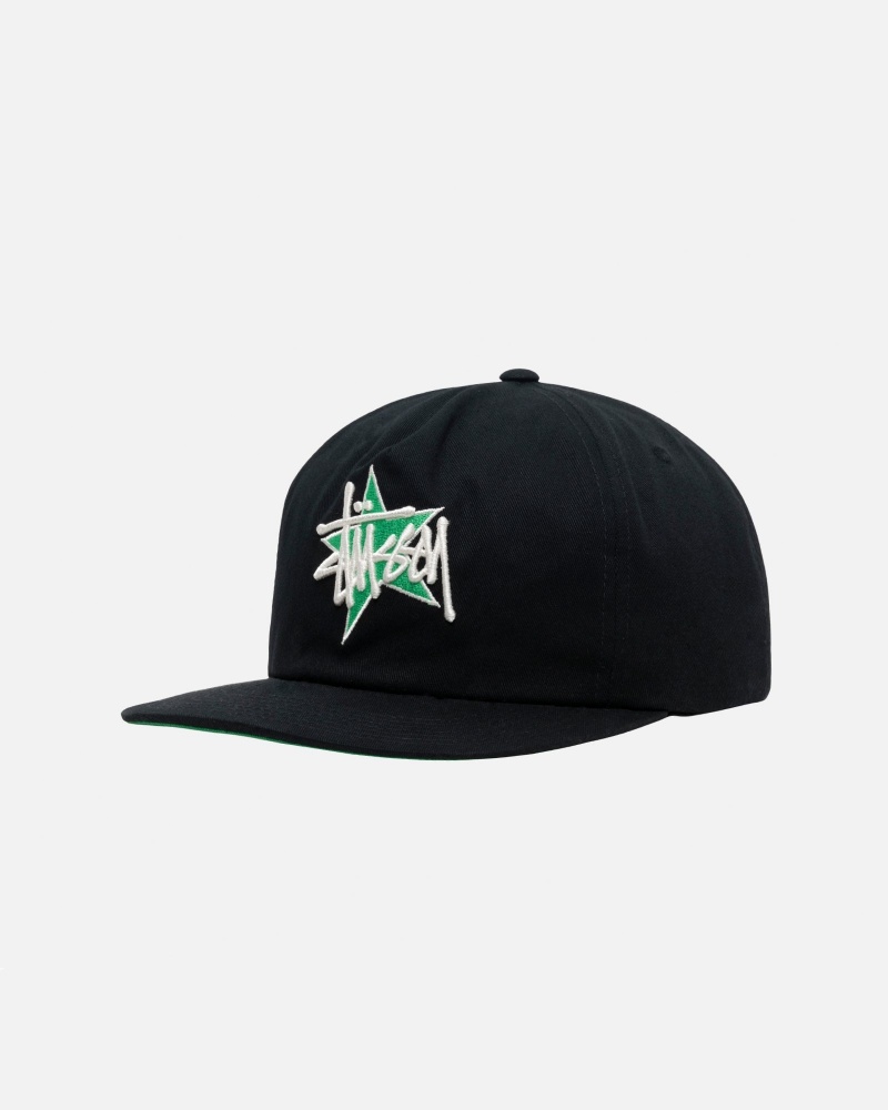 Ball Cap Stüssy Mid-Depth Basic Star Strapback Noir | FD70-C5-DO