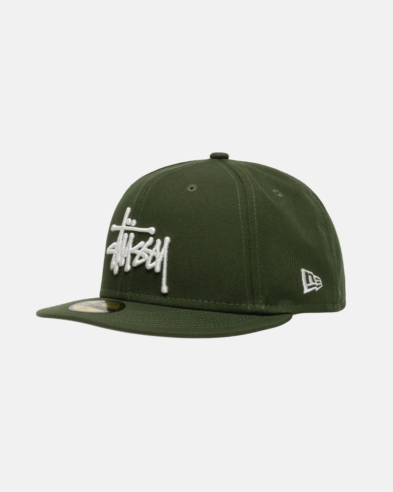 Ball Cap Stüssy New Era 59Fifty Authentic Vert Olive | NN31-A0-KJ