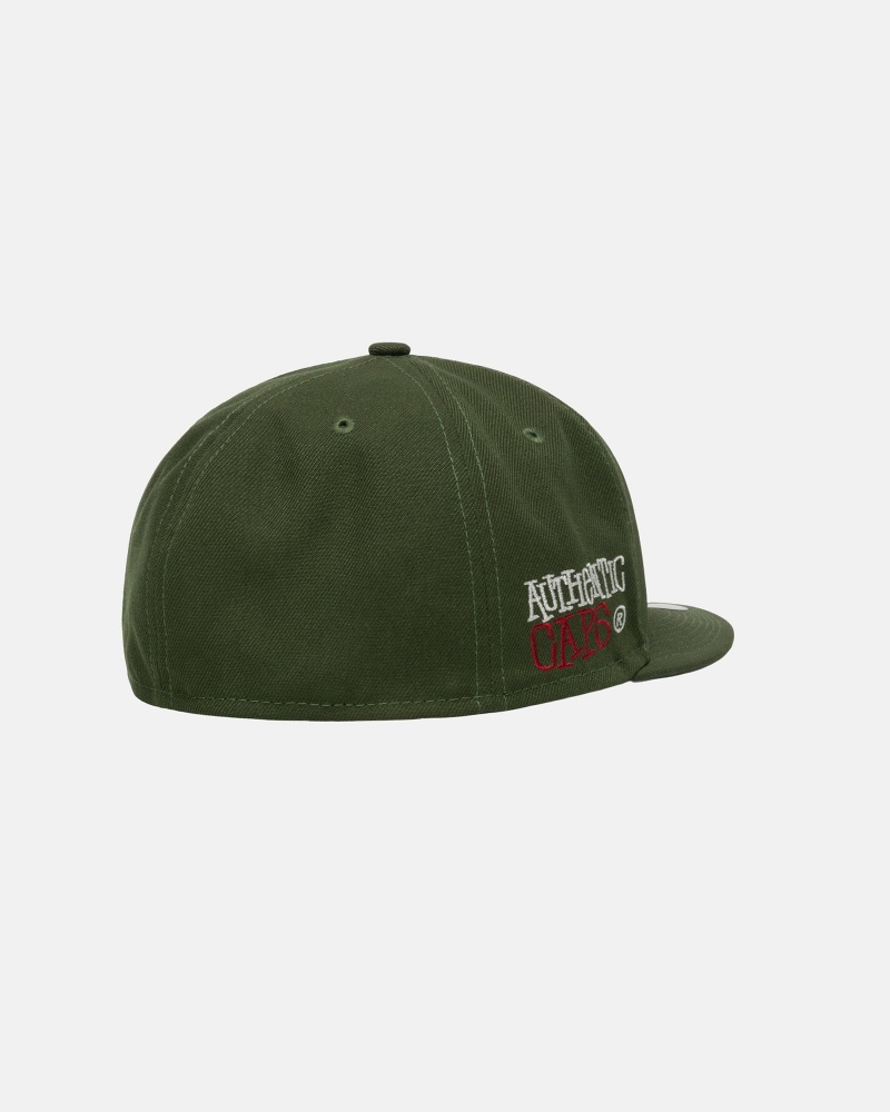 Ball Cap Stüssy New Era 59Fifty Authentic Vert Olive | NN31-A0-KJ