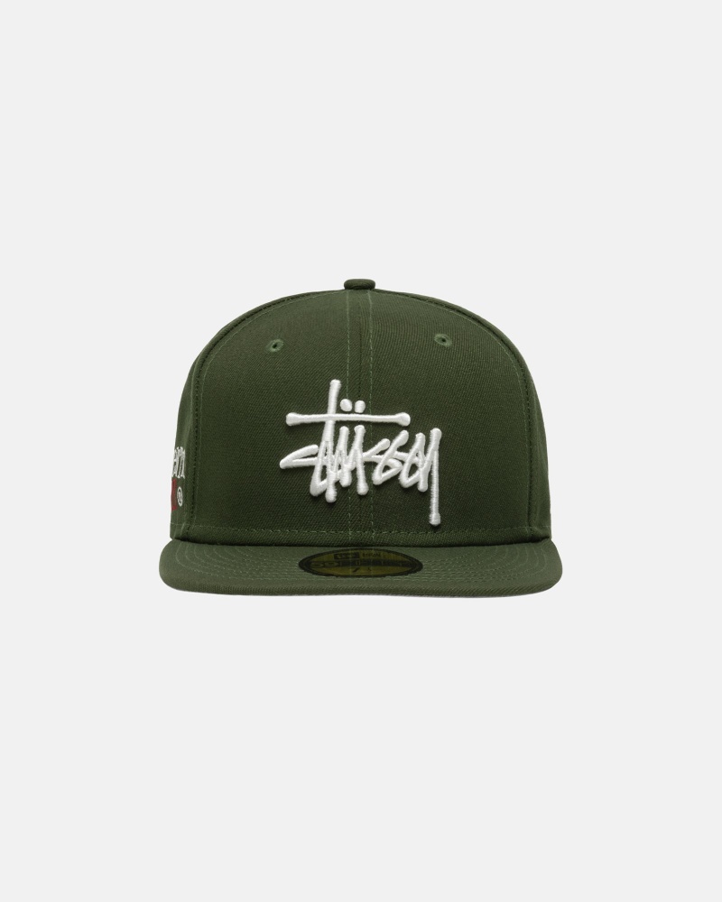 Ball Cap Stüssy New Era 59Fifty Authentic Vert Olive | NN31-A0-KJ