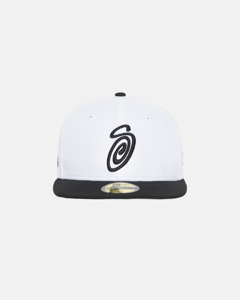 Ball Cap Stüssy New Era 59Fifty Curly S White/Black | LY77-X9-PX