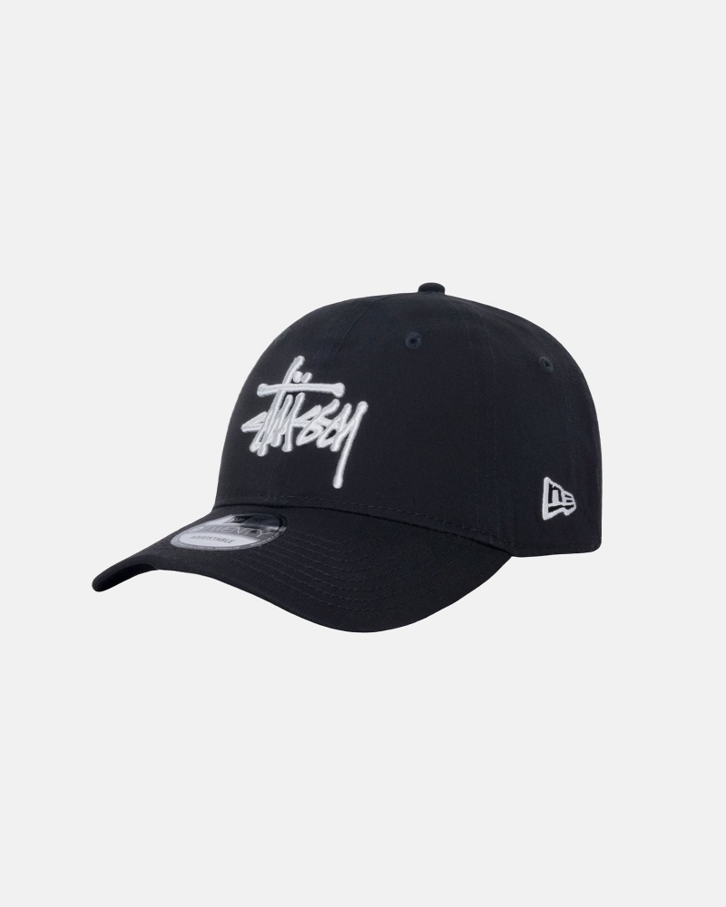 Ball Cap Stüssy New Era 9Twenty Basic Strapback Noir | NG09-V3-CO