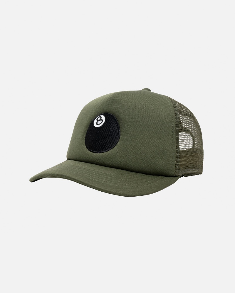 Ball Cap Stüssy Trucker 8 Ball Snapback Vert Olive | VK86-C6-DW