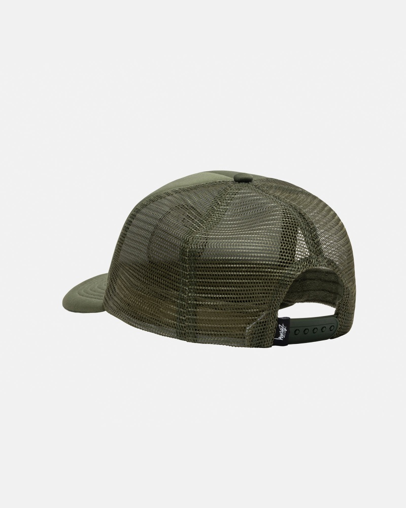 Ball Cap Stüssy Trucker 8 Ball Snapback Vert Olive | VK86-C6-DW