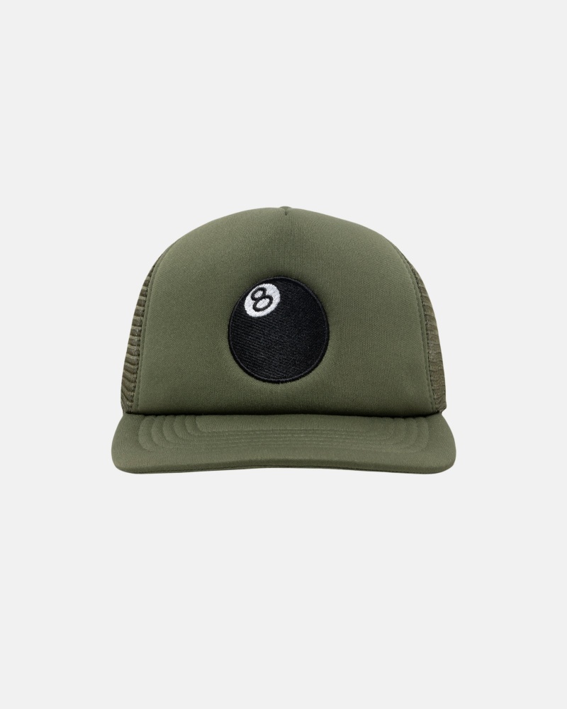 Ball Cap Stüssy Trucker 8 Ball Snapback Vert Olive | VK86-C6-DW